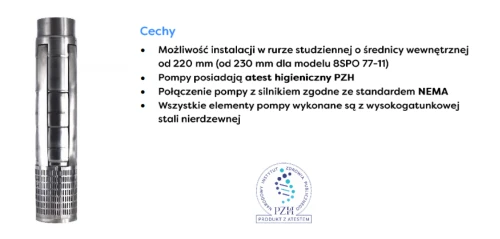 Pompa głębinowa 8SPO 77-3(6 11kW) OMNIGENA silnik wodny 400V