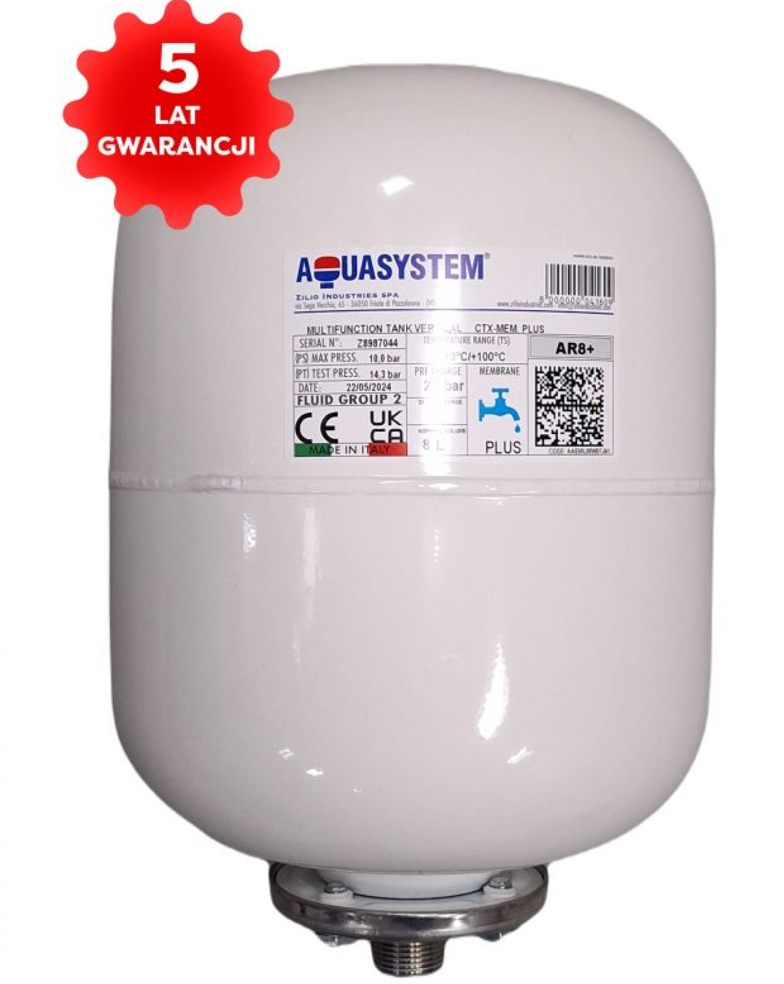 Zbiornik 8L 3/4 pionowy AR8+ AQUASYSTEM